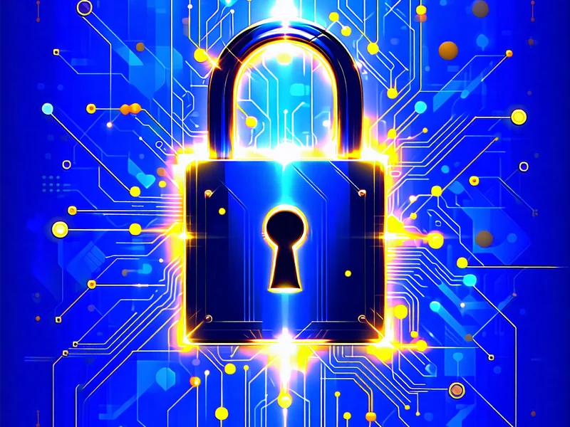 Minh họa trừu tượng về dòng chảy dữ liệu và mã hóa, cho thấy thông tin người dùng F88bet được bảo vệ an toàn trong môi trường kỹ thuật số với màu xanh đậm và vàng.