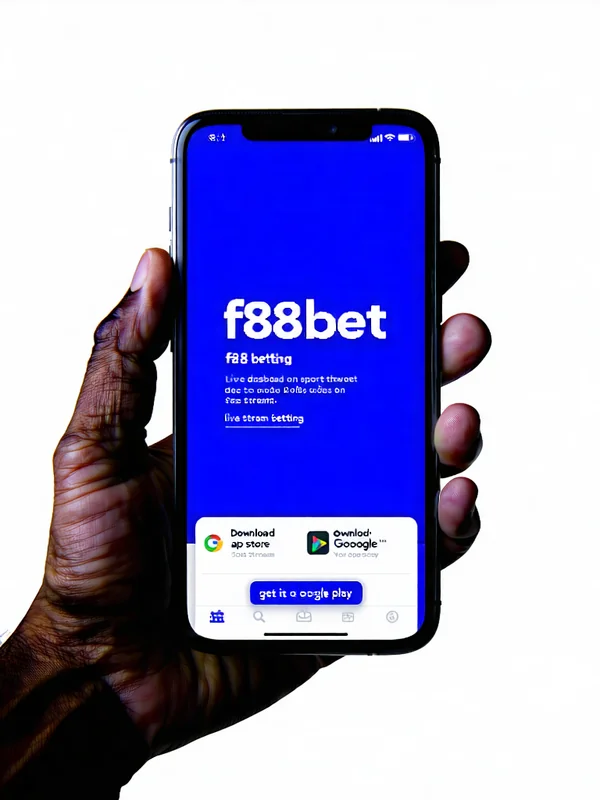 Điện thoại di động hiển thị giao diện ứng dụng F88bet, với màn hình cá cược thể thao và các nút điều hướng.