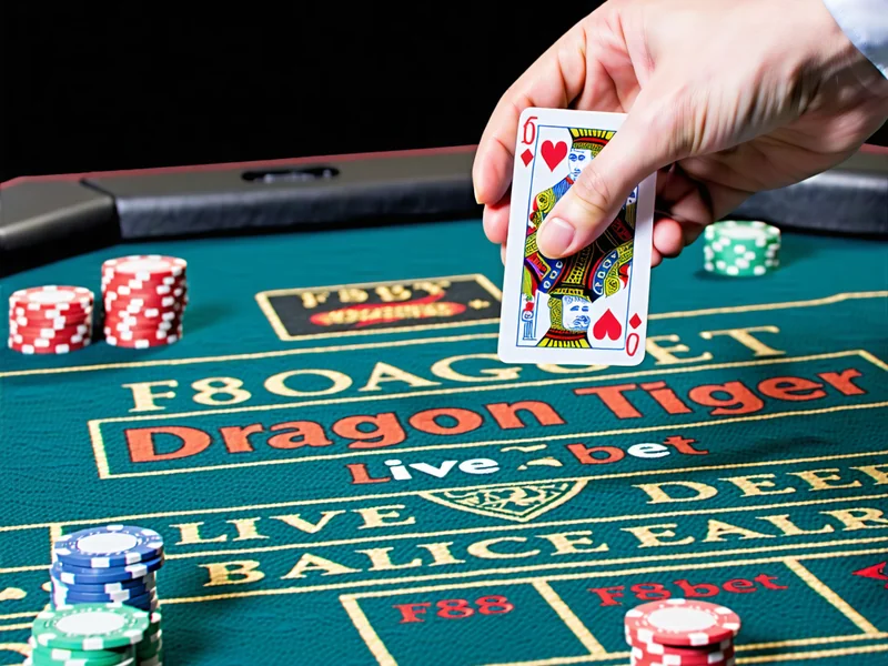 Bàn Rồng Hổ tại F88bet với hai ô cược Dragon và Tiger, quân bài được chia nhanh chóng, màu sắc rực rỡ