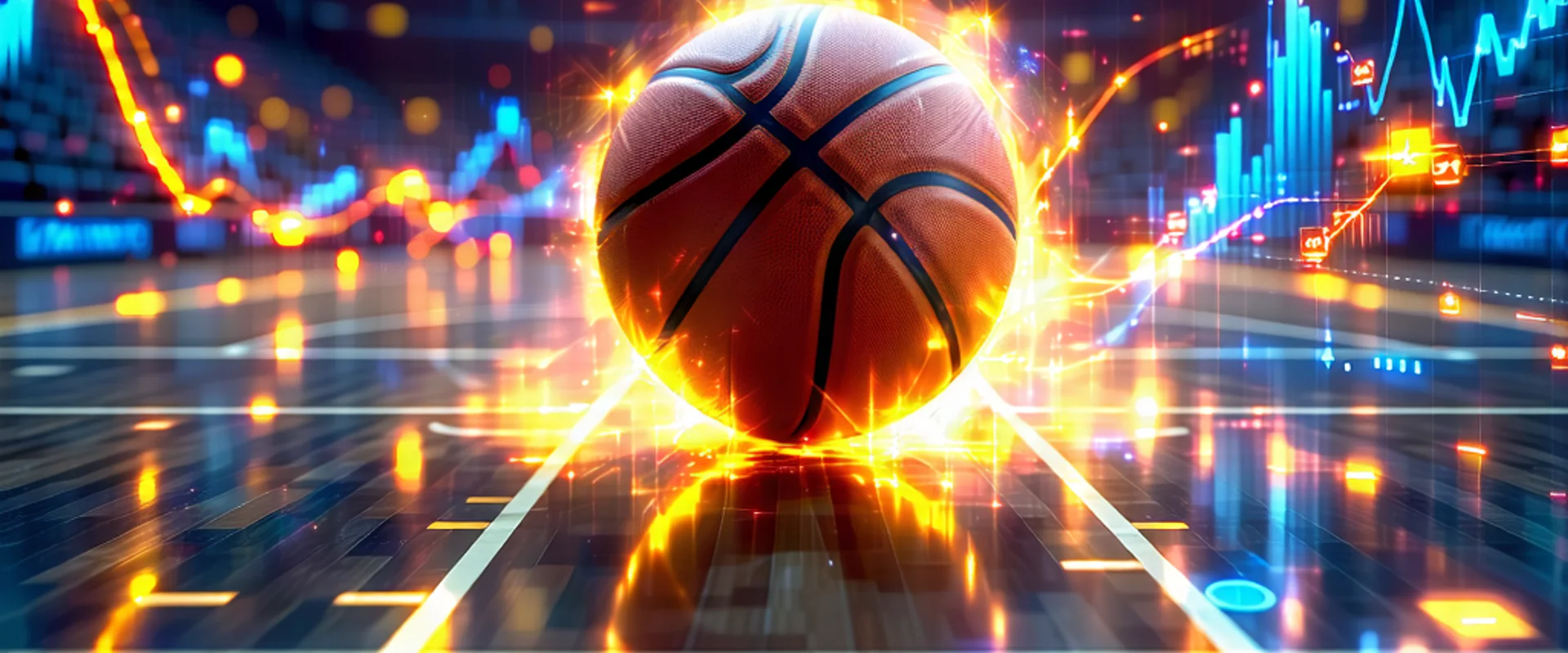 Hình ảnh sân bóng rổ và biểu đồ phân tích kèo F88bet