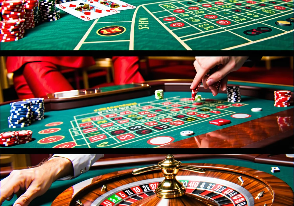 Hình ảnh các trò chơi casino trực tuyến phổ biến tại F88bet như Baccarat, Blackjack, Roulette
