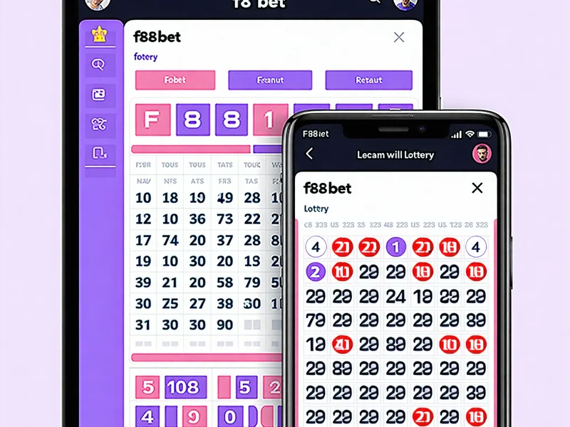 Giao diện ứng dụng F88bet trên điện thoại di động hiển thị trò chơi xổ số